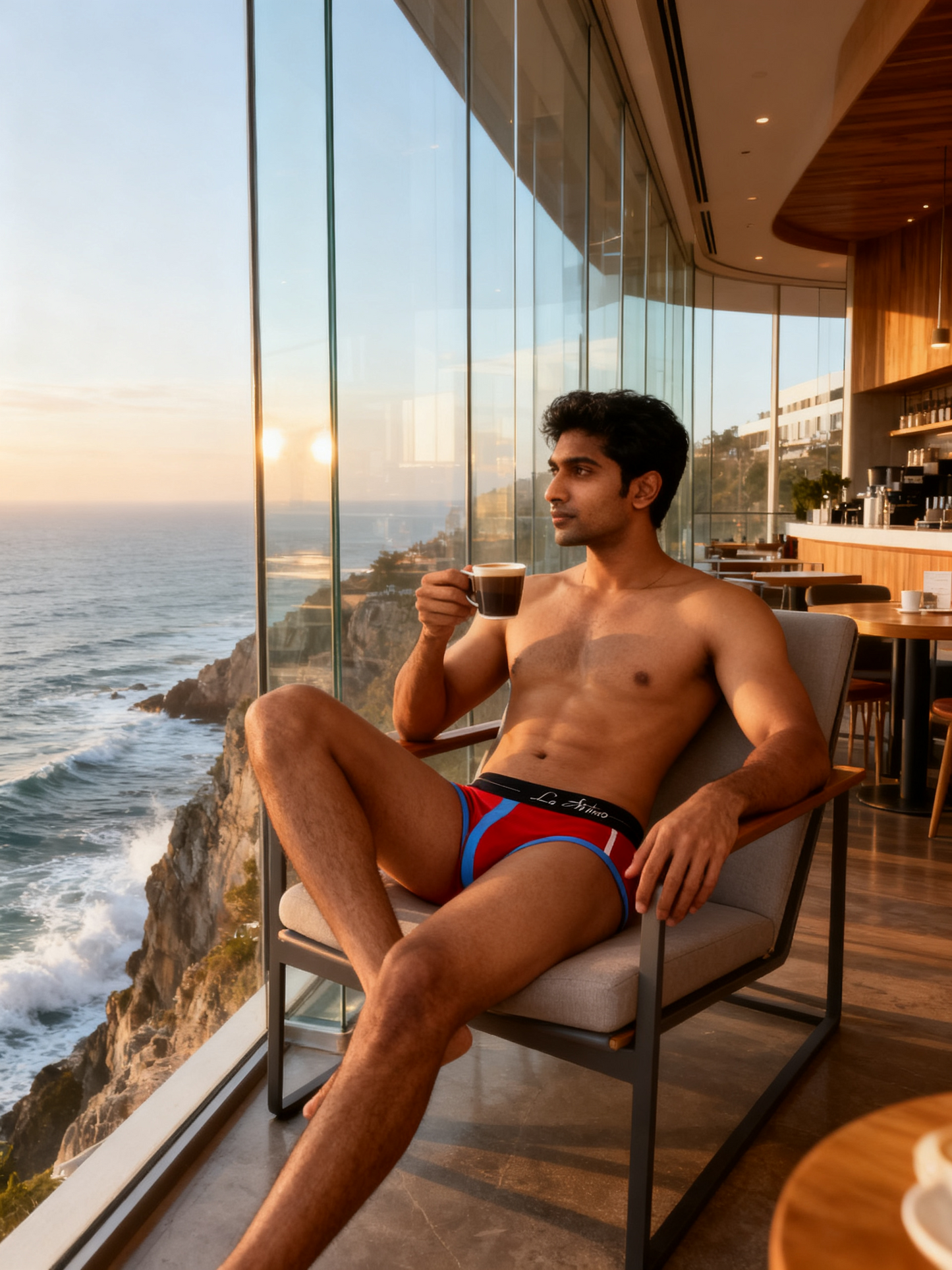 Men's Contrast Stripe Cotton Brief - Retro Style