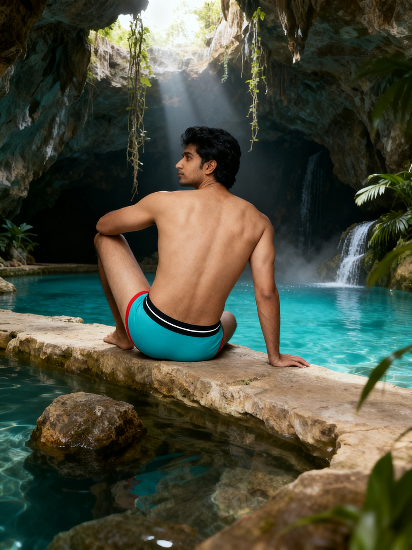Men's Contrast Stripe Cotton Brief - Retro Style