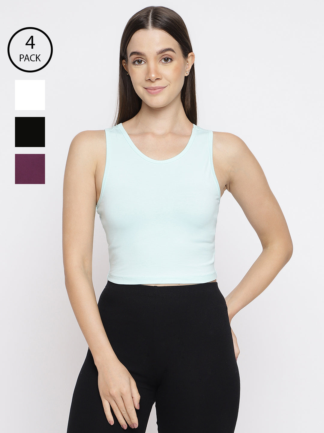 Pack of 4 women's tank top camisoles by La Intimo, designed for comfort and versatile daily wear.