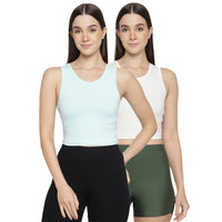 La Intimo Women's Cotton Solid Tank Top Pack of 2 | Inner Camisole for Women LICAM010B