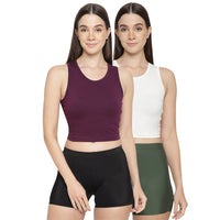 La Intimo Women's Cotton Solid Tank Top Pack of 2 | Inner Camisole for Women LICAM010B