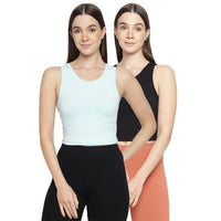 La Intimo Women's Cotton Solid Tank Top Pack of 2 | Inner Camisole for Women LICAM010B