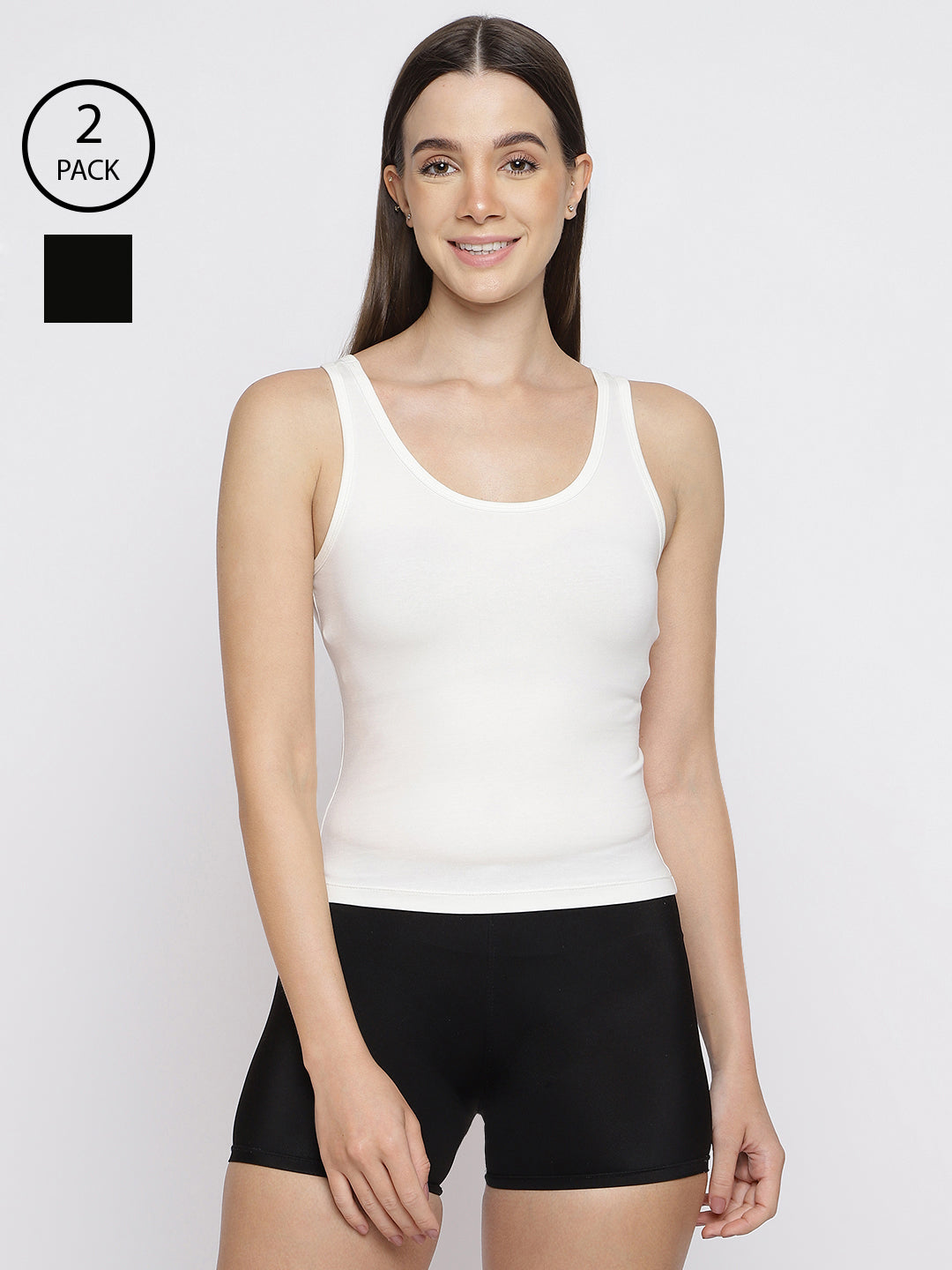 Pack of 2 women's tank top camisoles by La Intimo, offering comfort and versatility for daily wear.