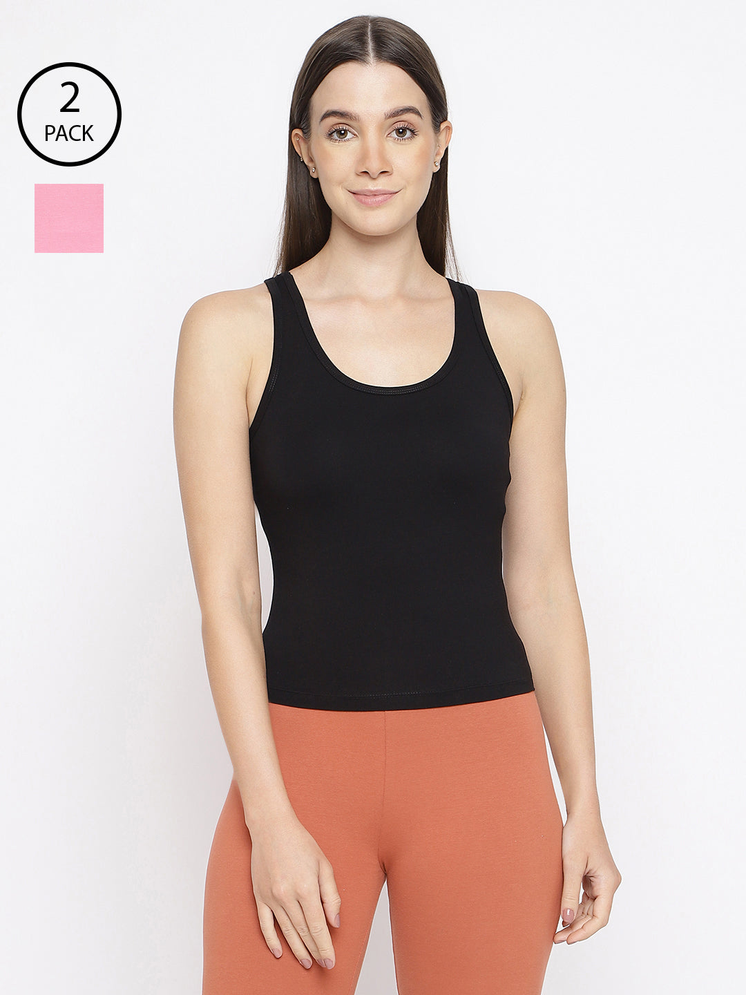 Pack of 2 women's tank top camisoles by La Intimo, offering comfort and versatility for daily wear.