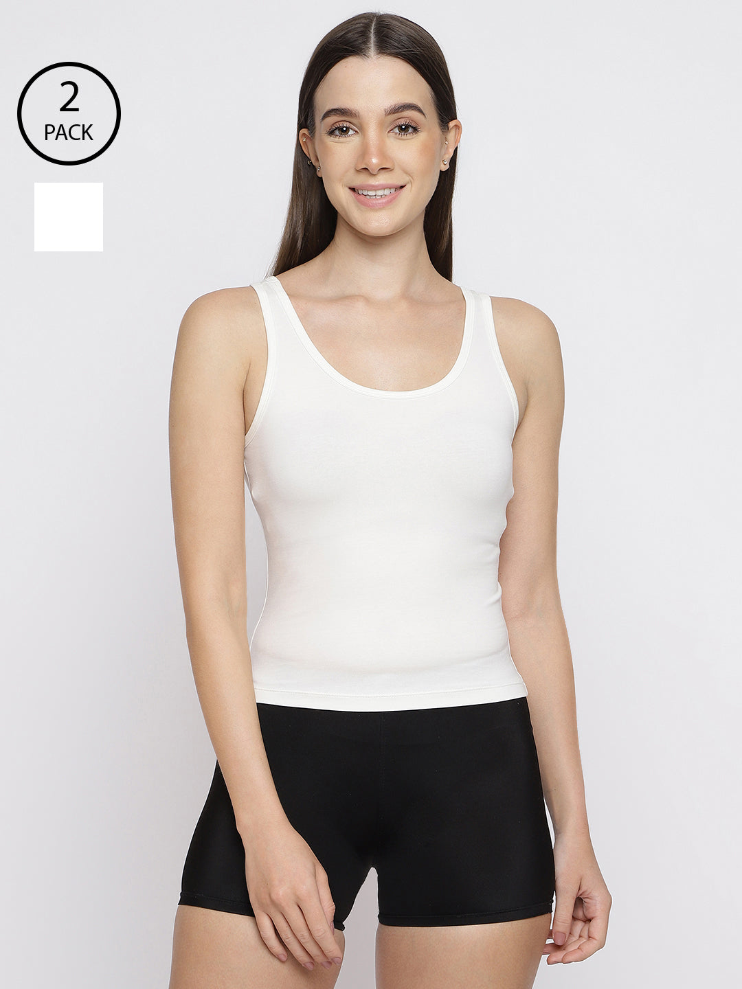 Pack of 2 women's tank top camisoles by La Intimo, offering comfort and versatility for daily wear.