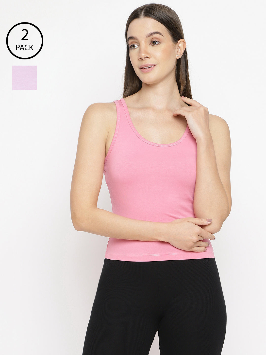 Pack of 2 women's tank top camisoles by La Intimo, offering comfort and versatility for daily wear.