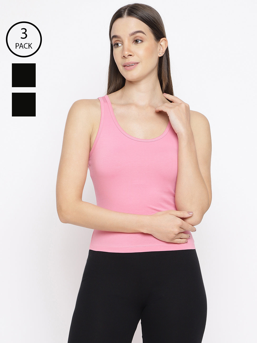 Pack of 3 women's tank top camisoles by La Intimo, designed for comfort and versatile everyday wear.