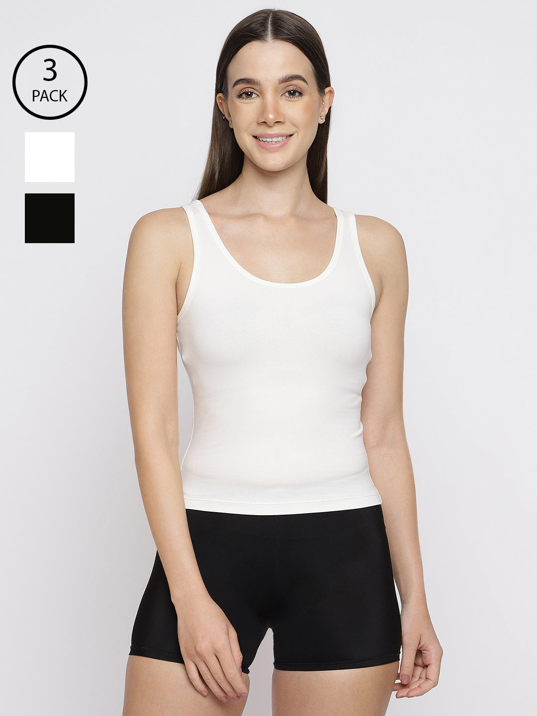 Pack of 3 women's tank top camisoles by La Intimo, designed for comfort and versatile everyday wear.