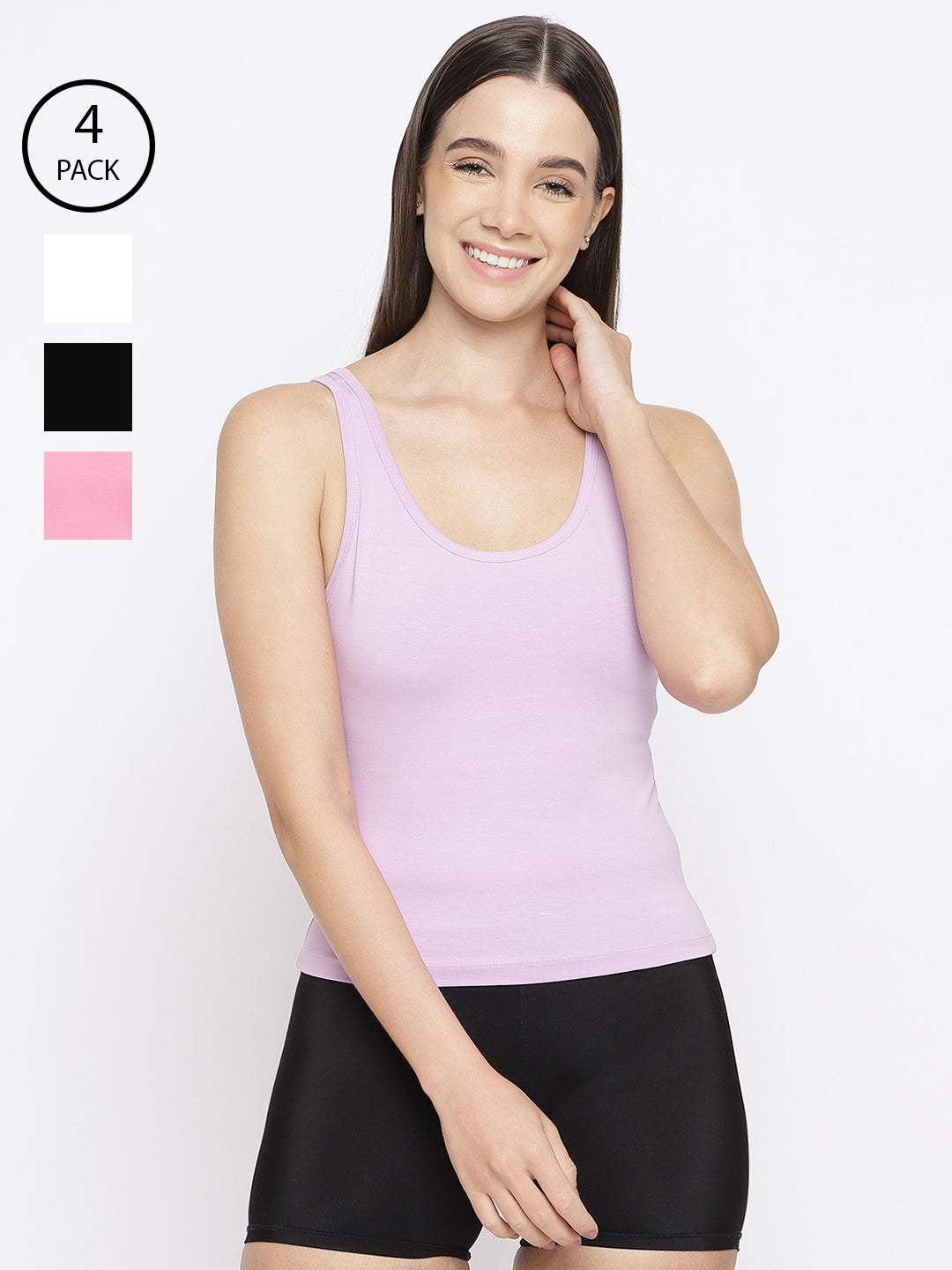 Pack of 4 women's tank top camisoles by La Intimo, designed for comfort and versatile daily wear.