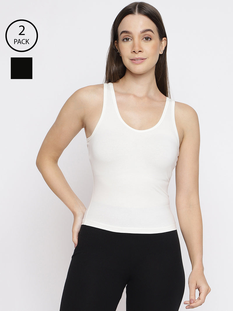 Pack of 2 women's tank top camisoles by La Intimo, offering comfort and versatility for daily use.