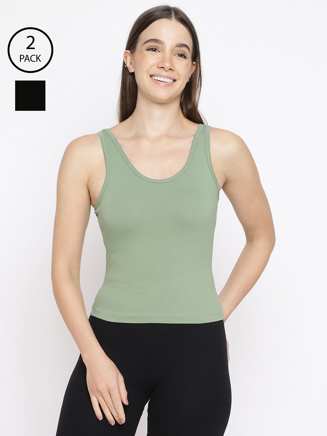 Pack of 2 women's tank top camisoles by La Intimo, offering comfort and versatility for daily use.