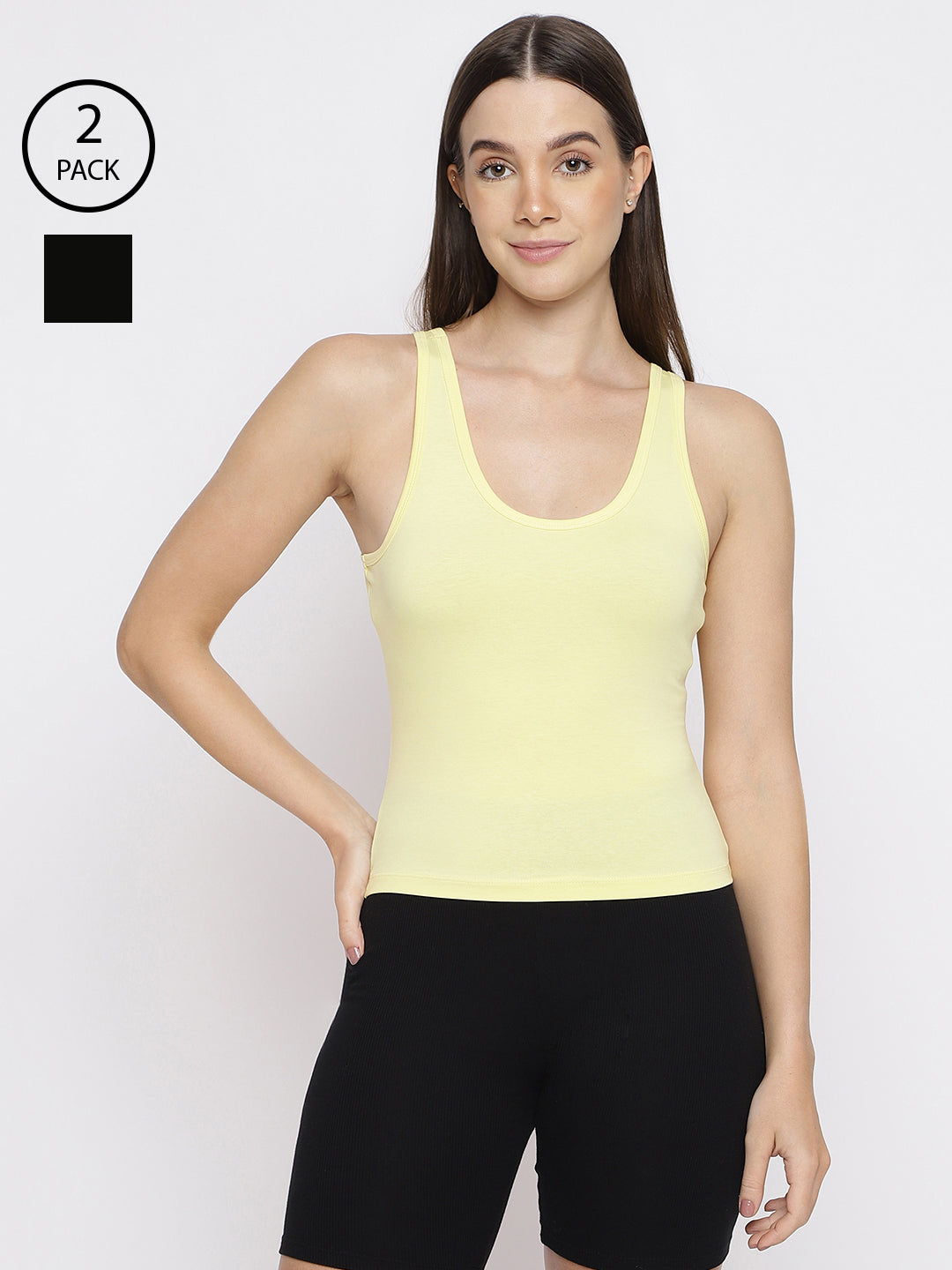 Pack of 2 women's tank top camisoles by La Intimo, offering comfort and versatility for daily use.