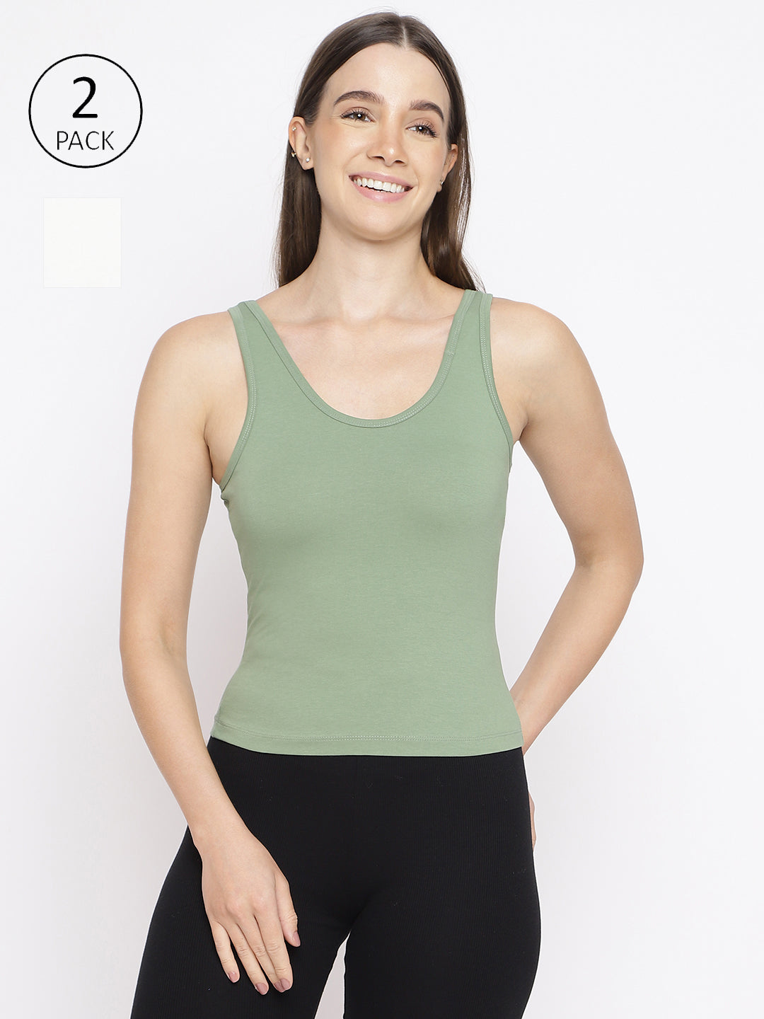 Pack of 2 women's tank top camisoles by La Intimo, offering comfort and versatility for daily use.