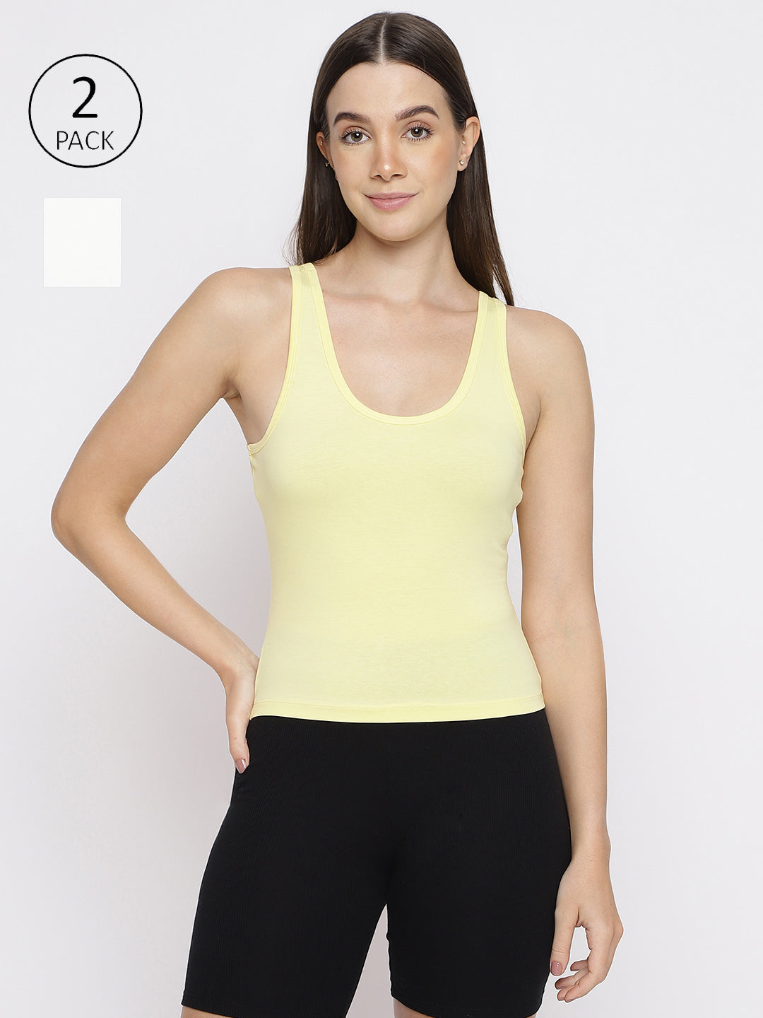 Pack of 2 women's tank top camisoles by La Intimo, offering comfort and versatility for daily use.