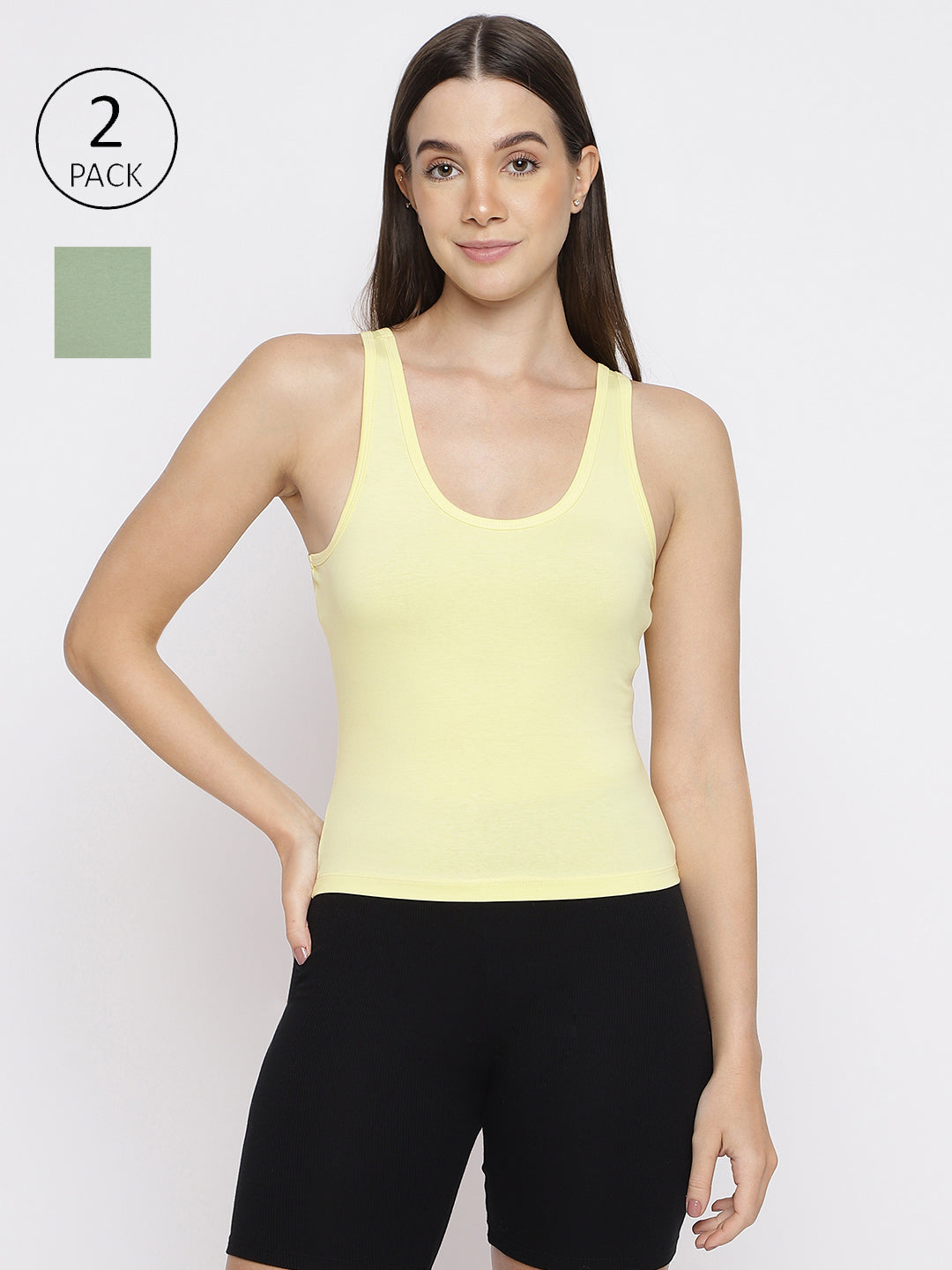 Pack of 2 women's tank top camisoles by La Intimo, offering comfort and versatility for daily use.