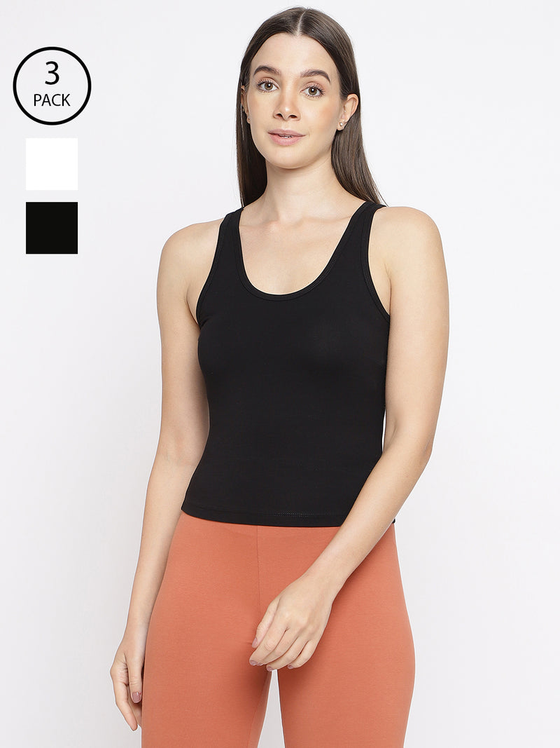 Pack of 3 women's tank top camisoles by La Intimo, designed for comfort and versatile everyday wear.