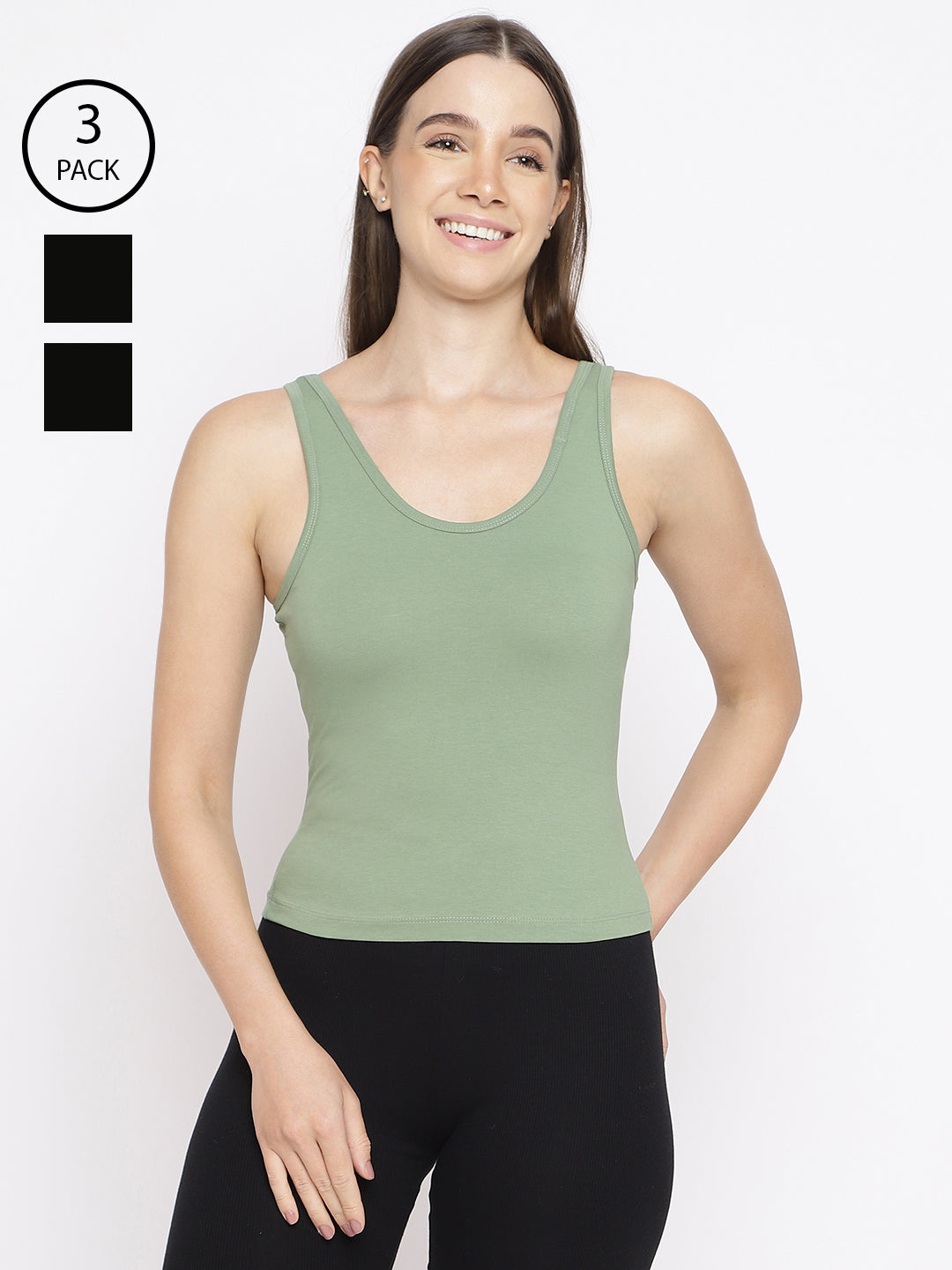 Pack of 3 women's tank top camisoles by La Intimo, designed for comfort and versatile everyday wear.