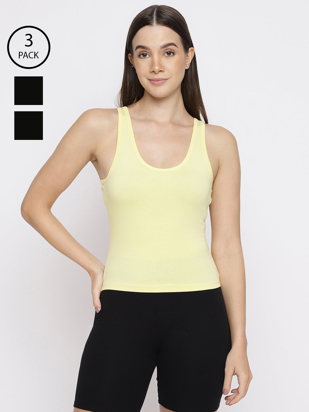 Pack of 3 women's tank top camisoles by La Intimo, designed for comfort and versatile everyday wear.