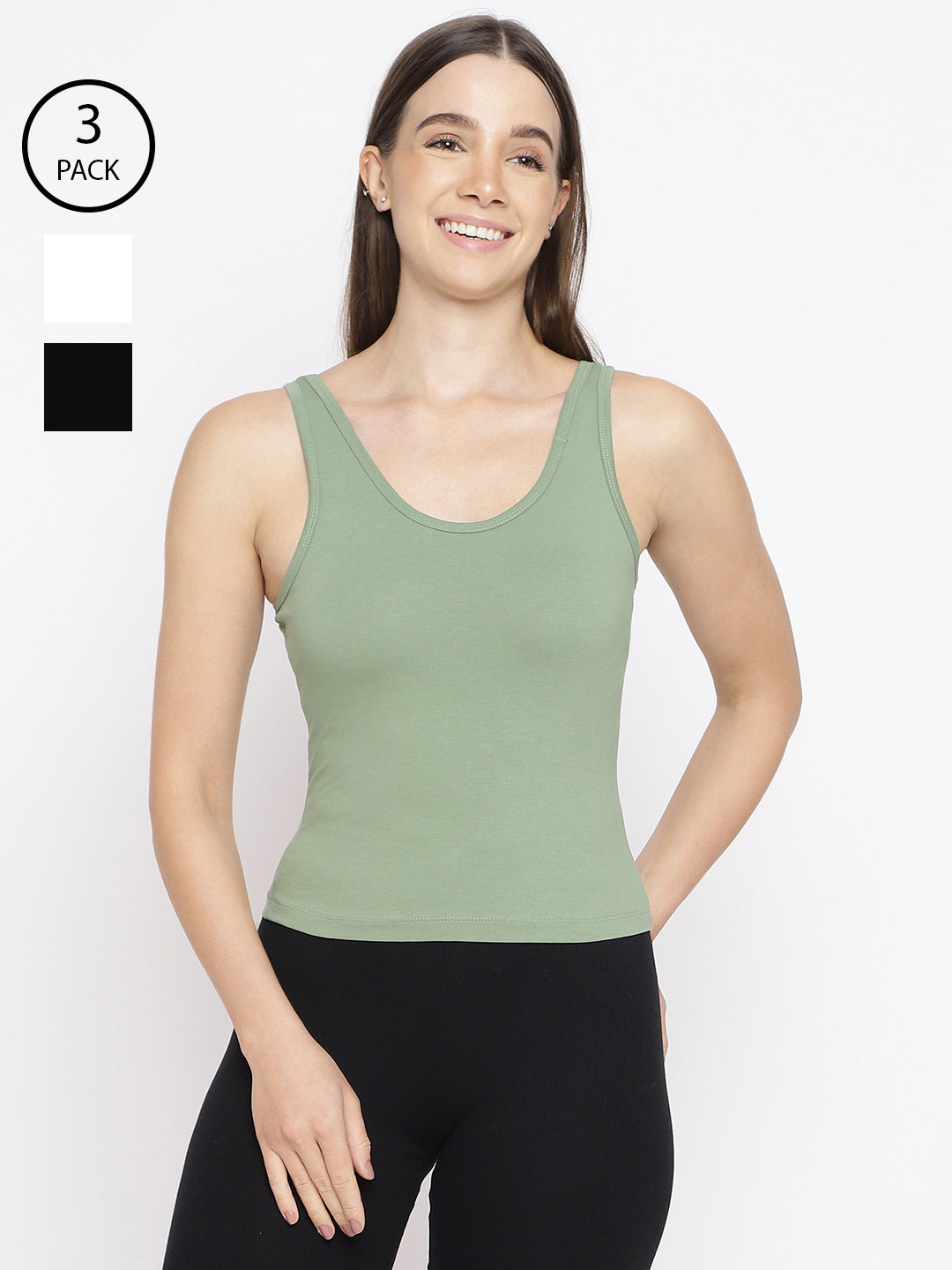 Pack of 3 women's tank top camisoles by La Intimo, designed for comfort and versatile everyday wear.