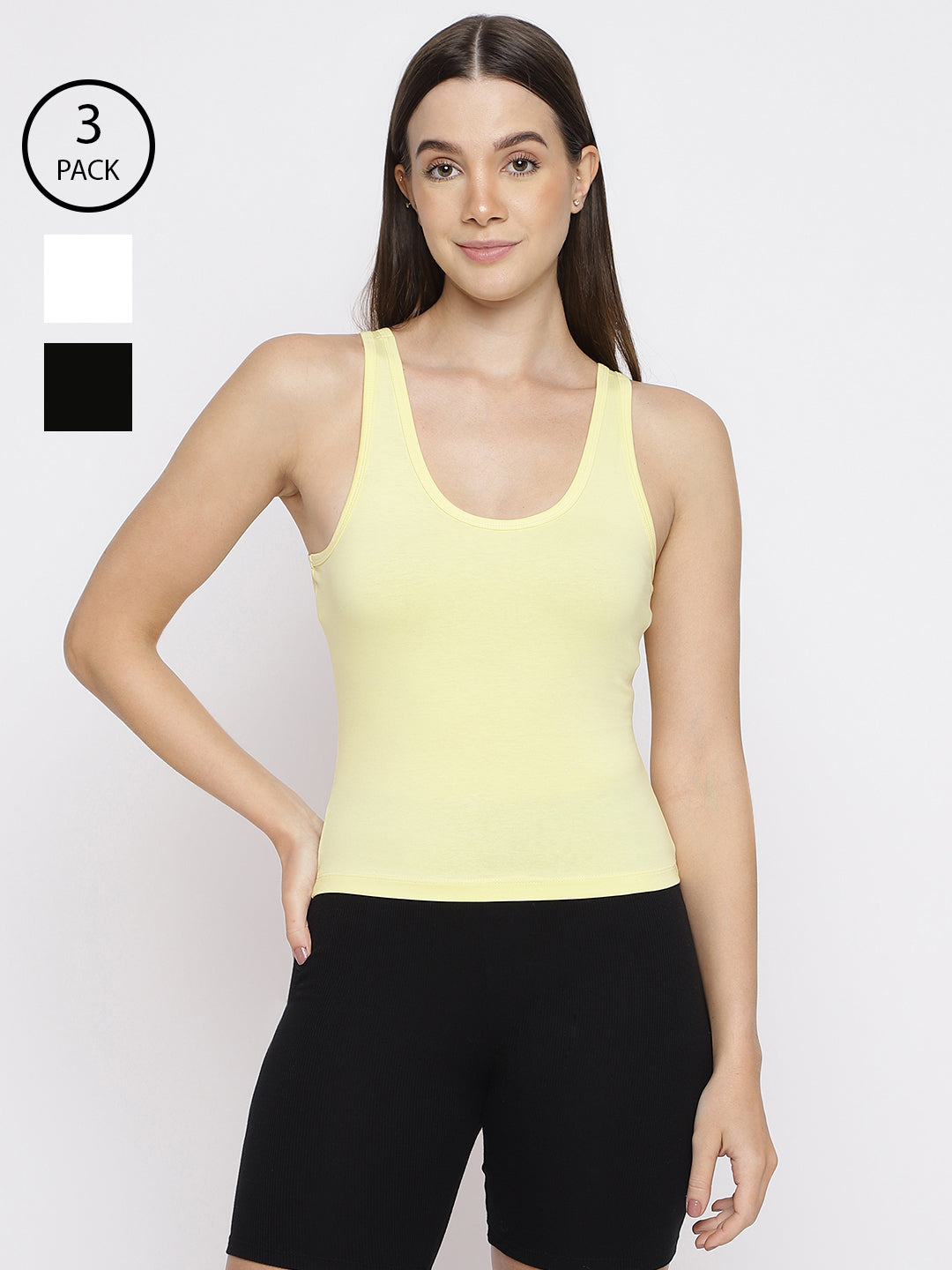 Pack of 3 women's tank top camisoles by La Intimo, designed for comfort and versatile everyday wear.