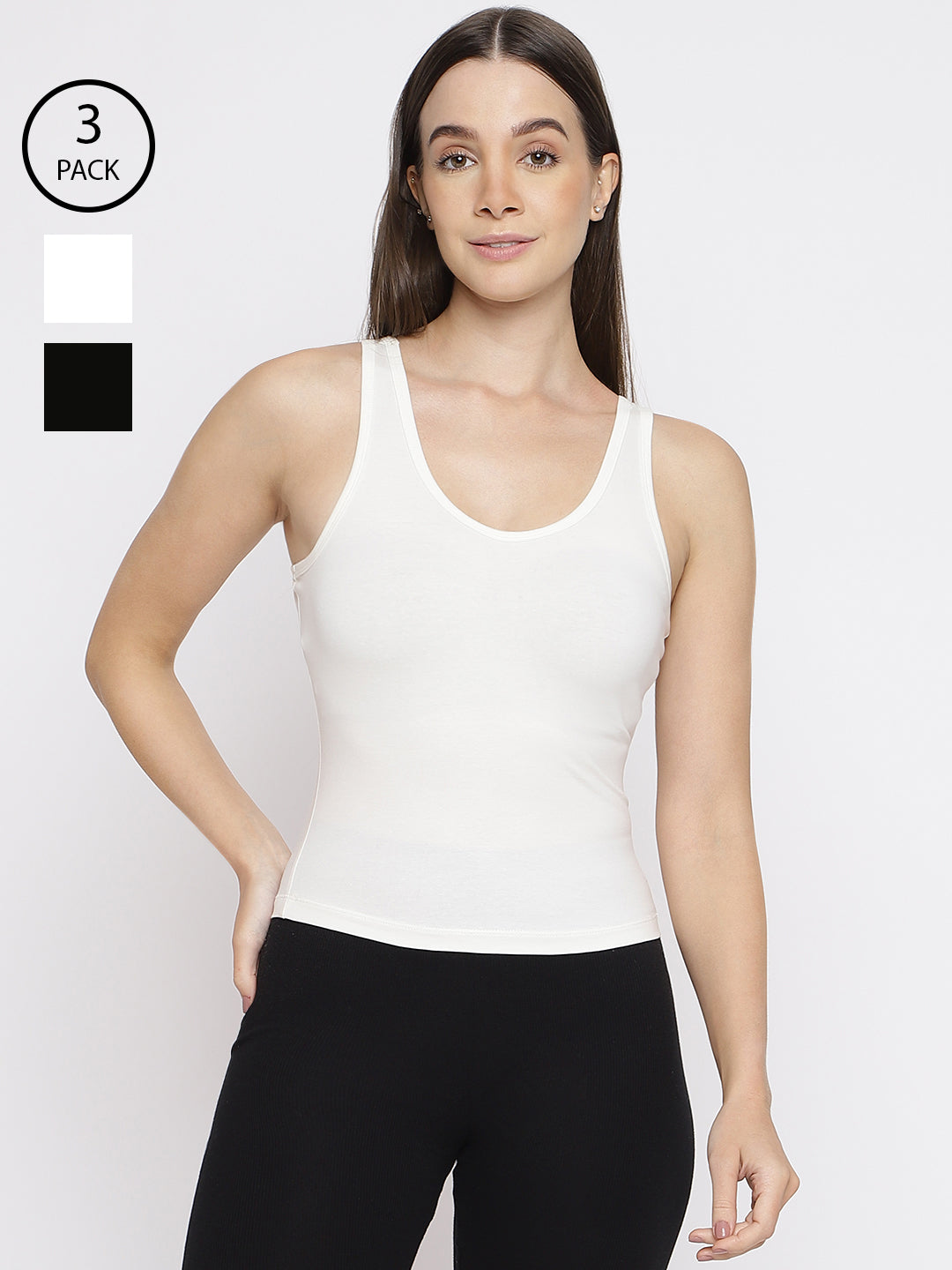 Pack of 3 women's tank top camisoles by La Intimo, designed for comfort and versatile everyday wear.