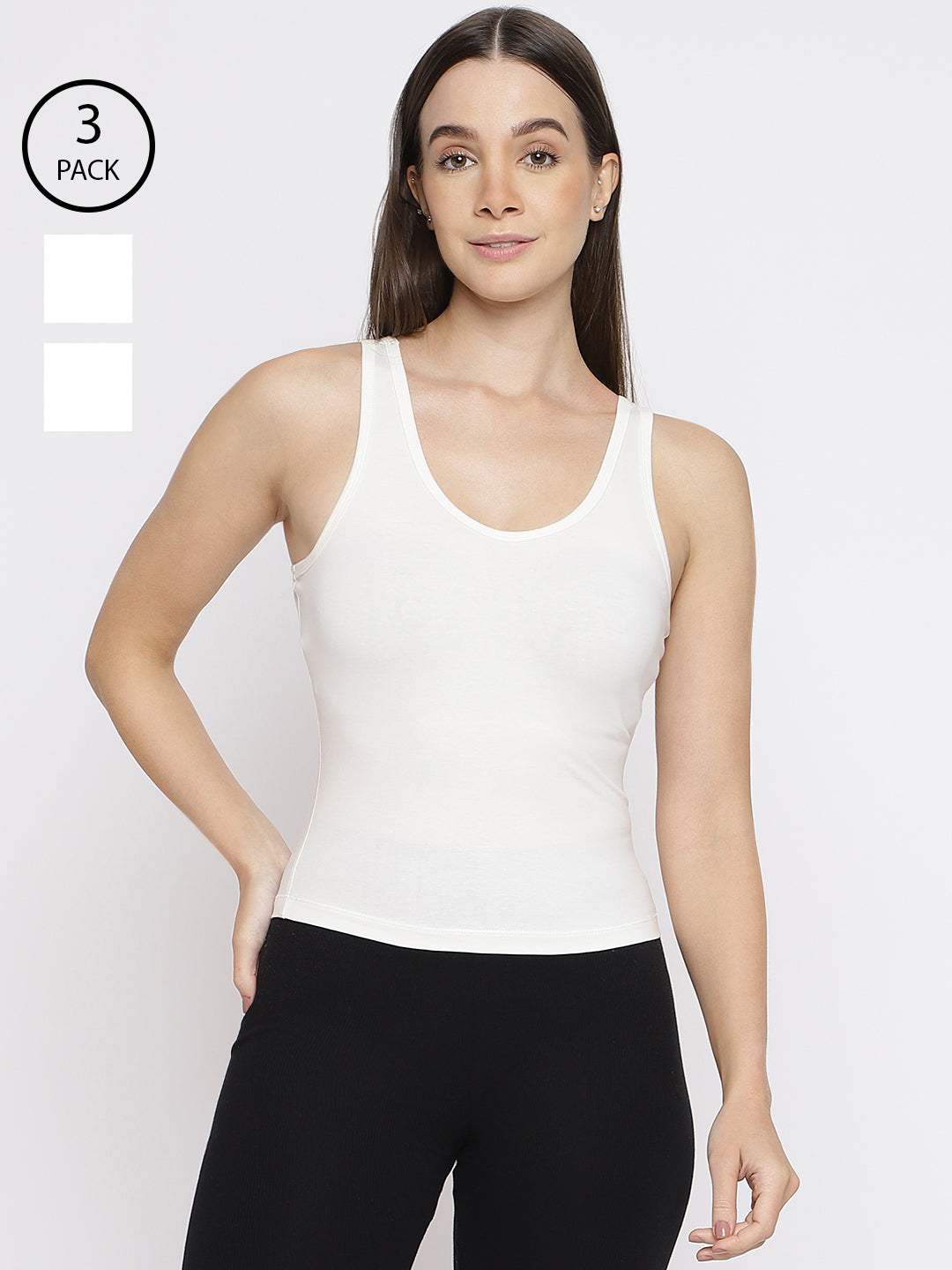 Pack of 3 women's tank top camisoles by La Intimo, designed for comfort and versatile everyday wear.