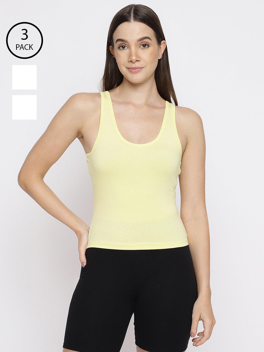 Pack of 3 women's tank top camisoles by La Intimo, designed for comfort and versatile everyday wear.