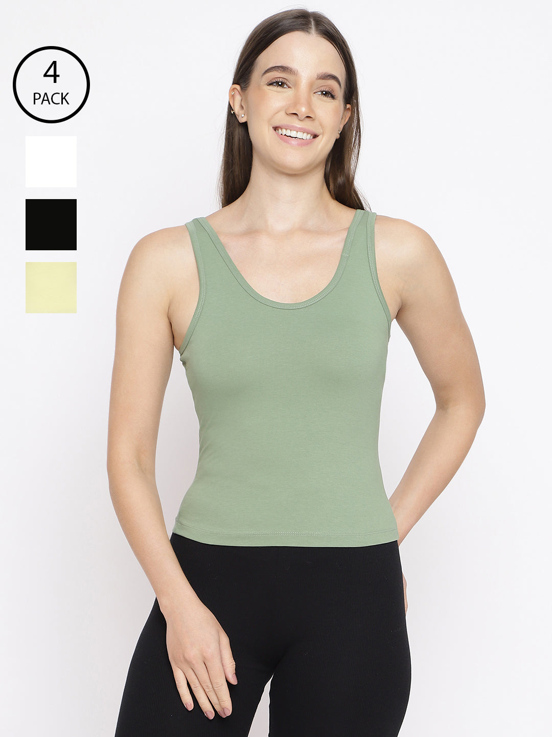 Pack of 4 women's tank top camisoles by La Intimo, designed for comfort and versatile everyday use.