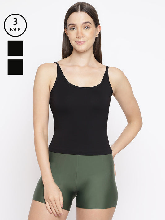 Pack of 3 women's spaghetti strap camisoles by La Intimo, designed for comfort and everyday use.