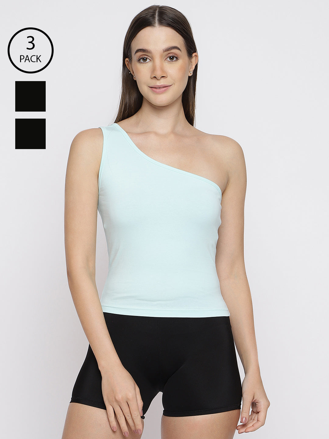 Women's one-shoulder camisole tank tops in a pack of 3 by La Intimo, designed for comfort and style.