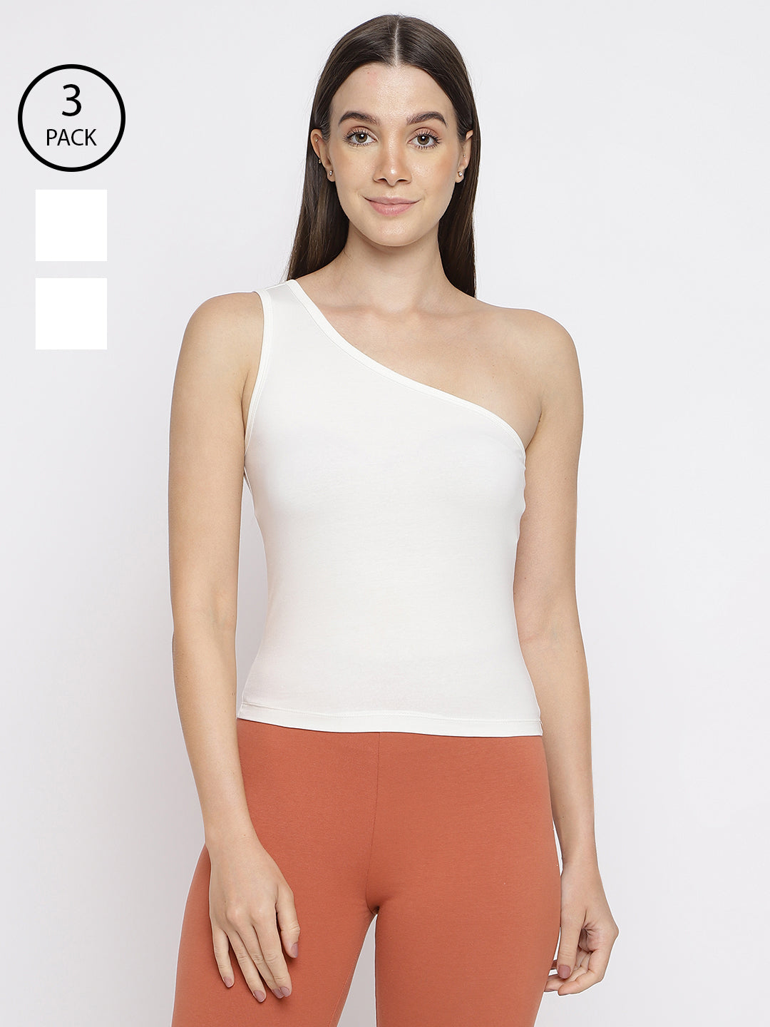 Women's one-shoulder camisole tank tops in a pack of 3 by La Intimo, designed for comfort and style.