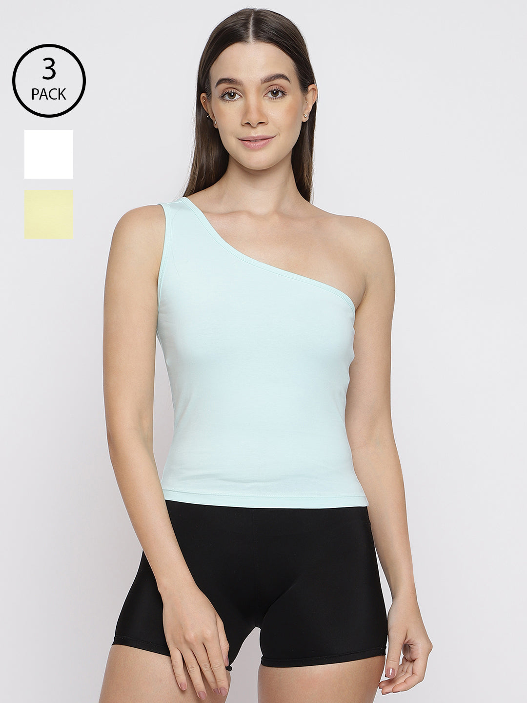 Women's one-shoulder camisole tank tops in a pack of 3 by La Intimo, designed for comfort and style.