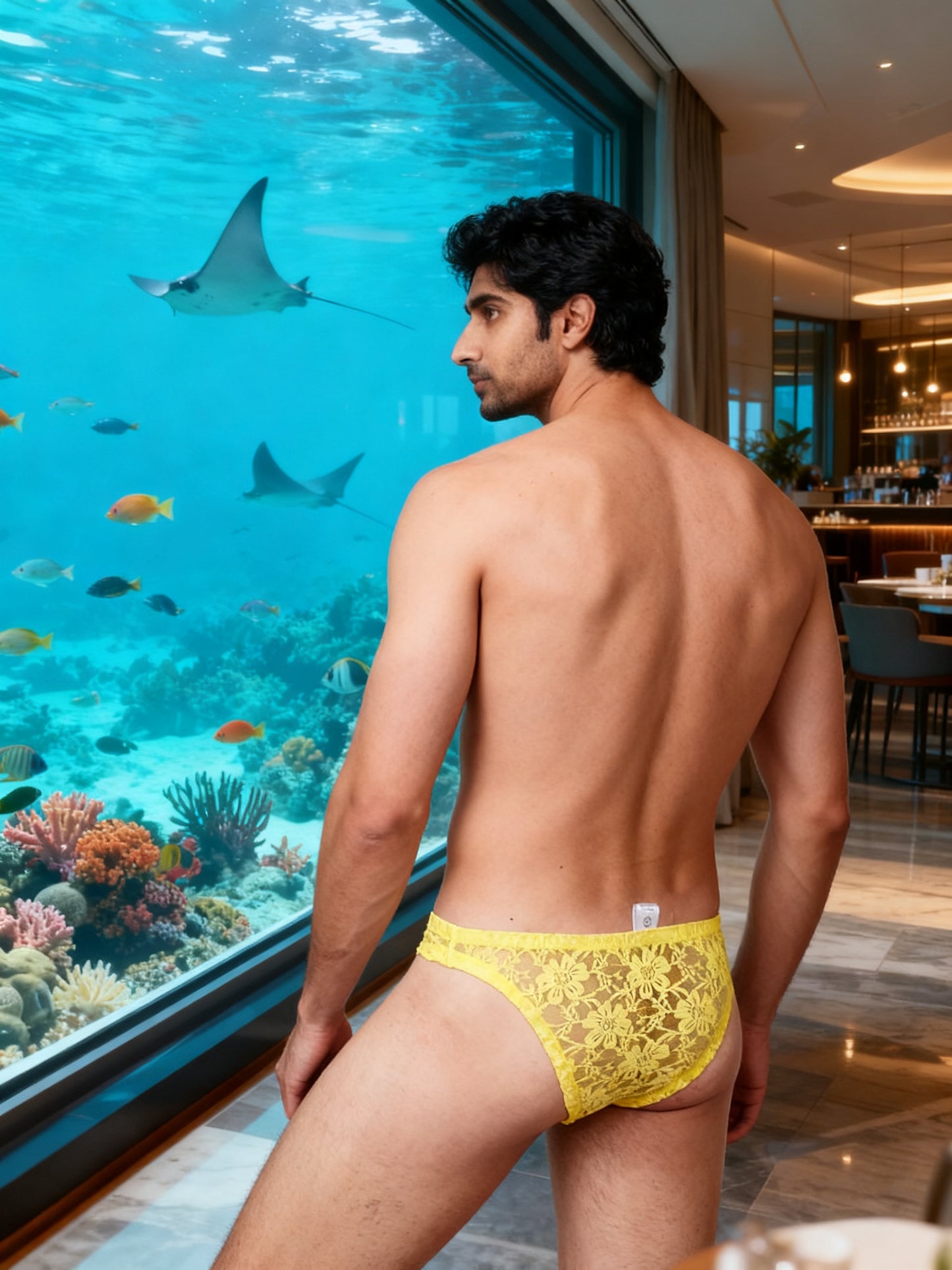 Men's Nylon Lace Bikini Brief