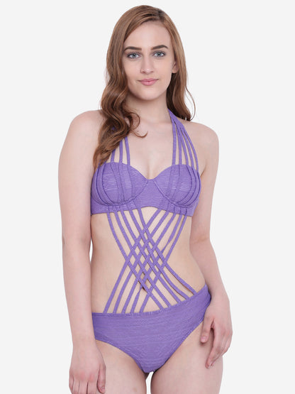 Padded Textured Thong Premium One Piece Swimsuit