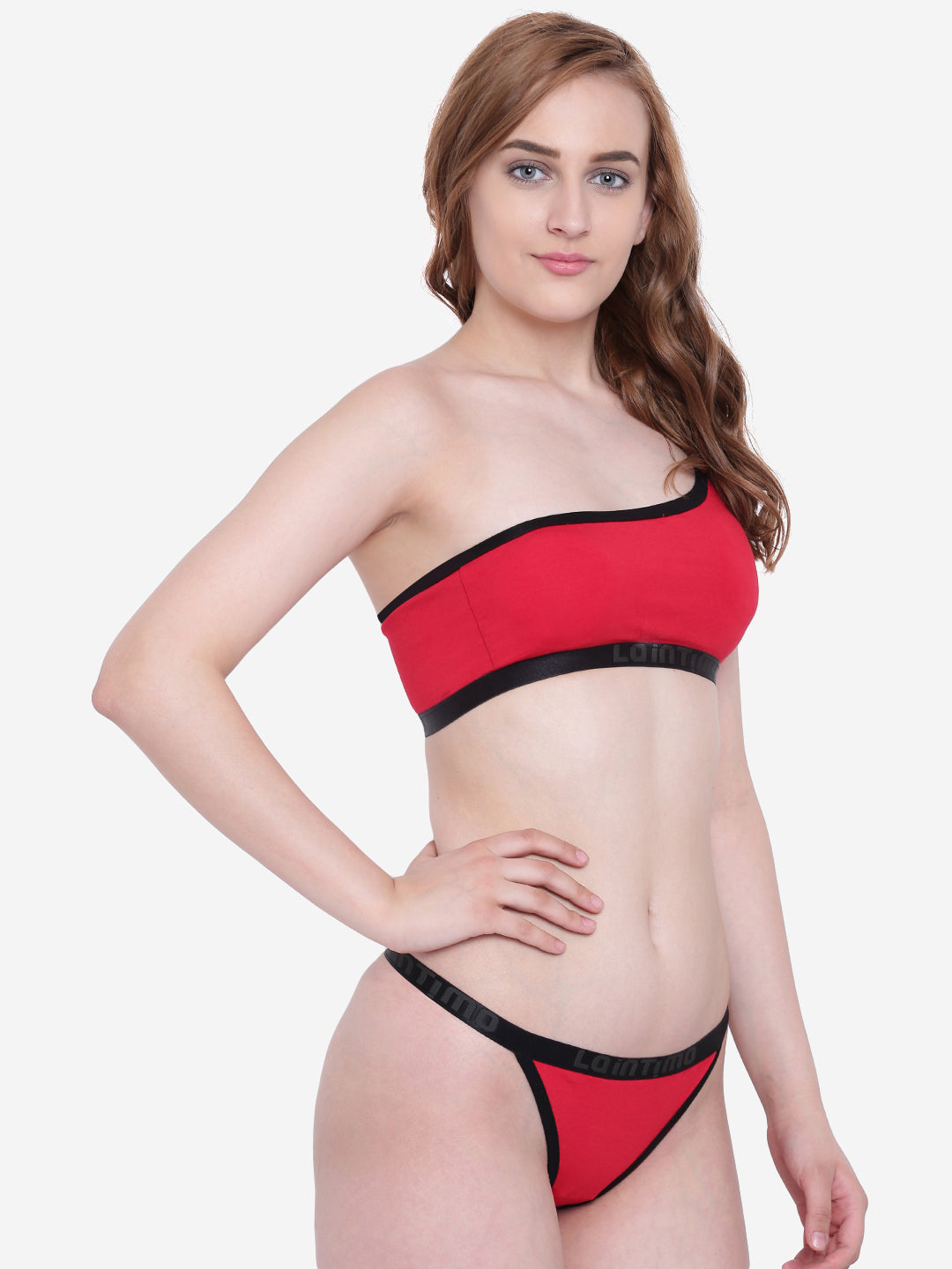 La Intimo Women's Luxury Liquidate One Shoulder Bikini Set with Thongs, offering a stylish and comfortable design for beachwear, available in a multi-pack of 2.