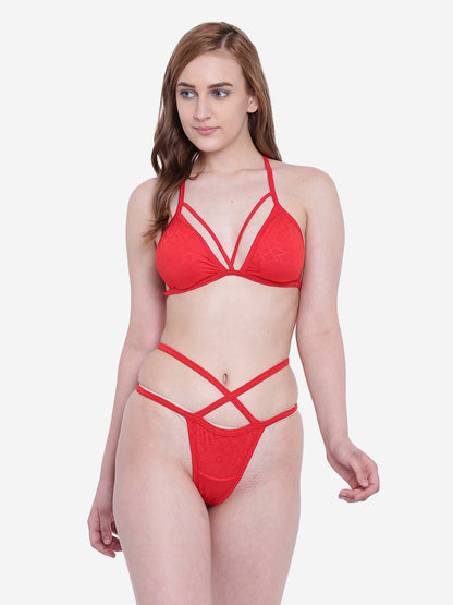 Padded Halter Textured Thong Bikini Swimsuit