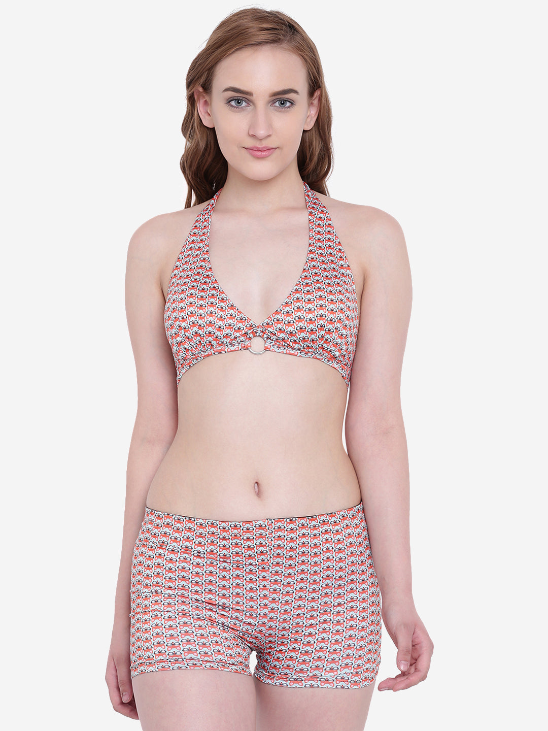 La Intimo Women's Luxury Liquidate Halter Neck Bikini Set with Trunks, offering stylish and comfortable beachwear, available in a multi-pack of 2.