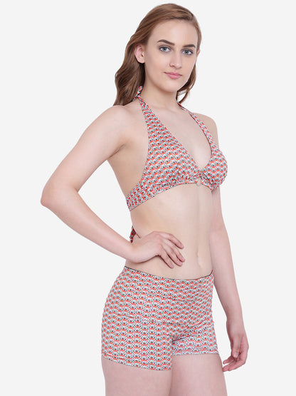 La Intimo Women's Luxury Liquidate Halter Neck Bikini Set with Trunks, offering stylish and comfortable beachwear, available in a multi-pack of 2.