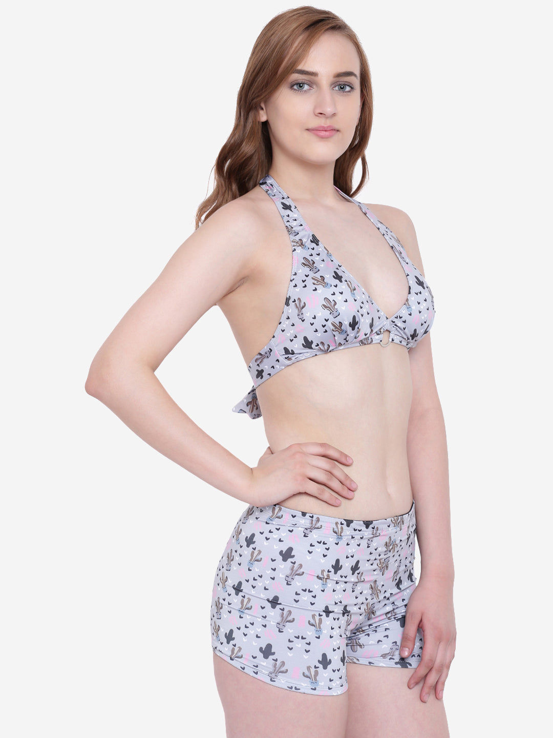 La Intimo Women's Luxury Liquidate Halter Neck Bikini Set with Trunks, offering stylish and comfortable beachwear, available in a multi-pack of 2.