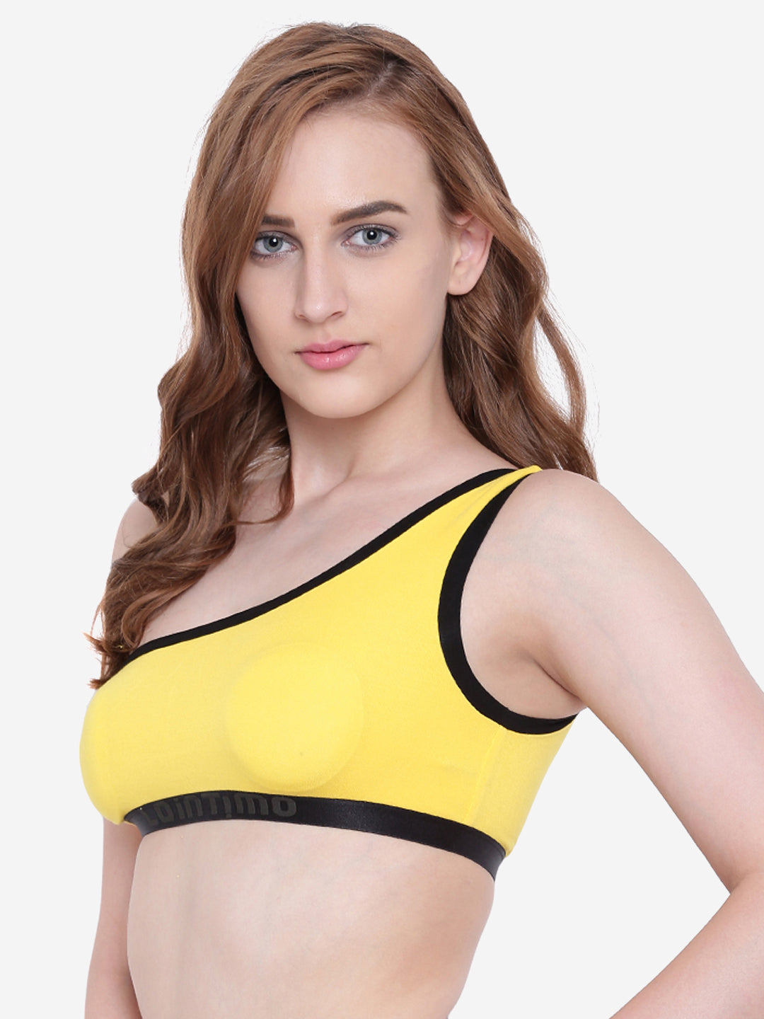 Modal Padded One Shoulder Contrast Swim Bra