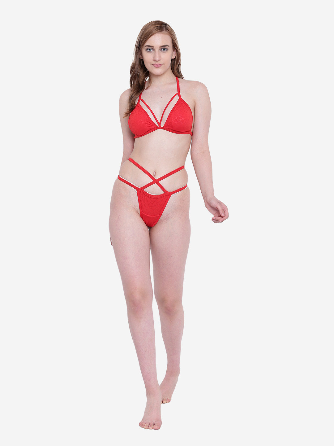 Textured High Cut Thong Bikini Swim Bottom