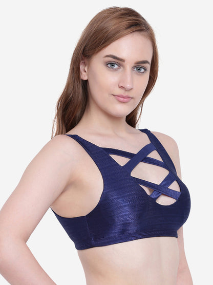 Padded Textured Criss Cross Two Piece Swim Bra