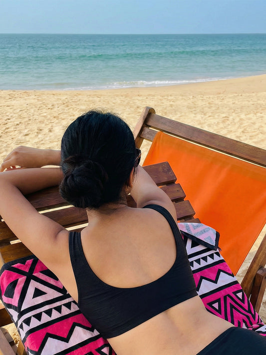 Padded Textured Criss Cross Two Piece Swim Bra