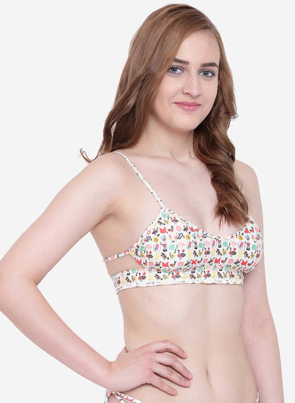 Padded Digital Print Adjustable Back Closure Bikini Swim Bra