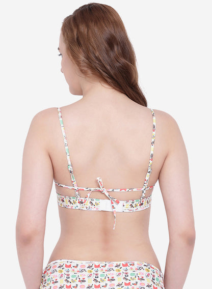 Padded Digital Print Adjustable Back Closure Bikini Swim Bra