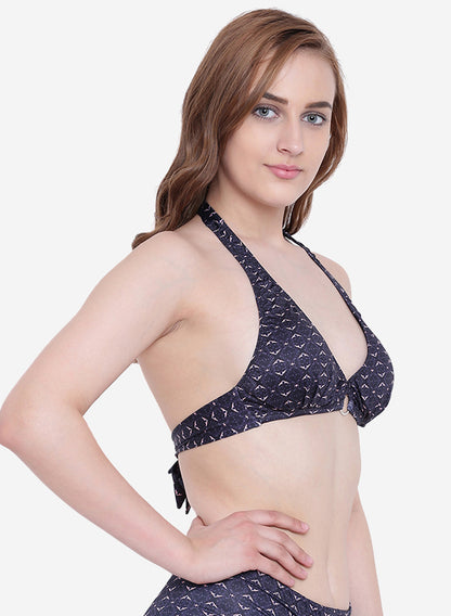 Padded Digital Print Halter Neck Bikini Swim Bra