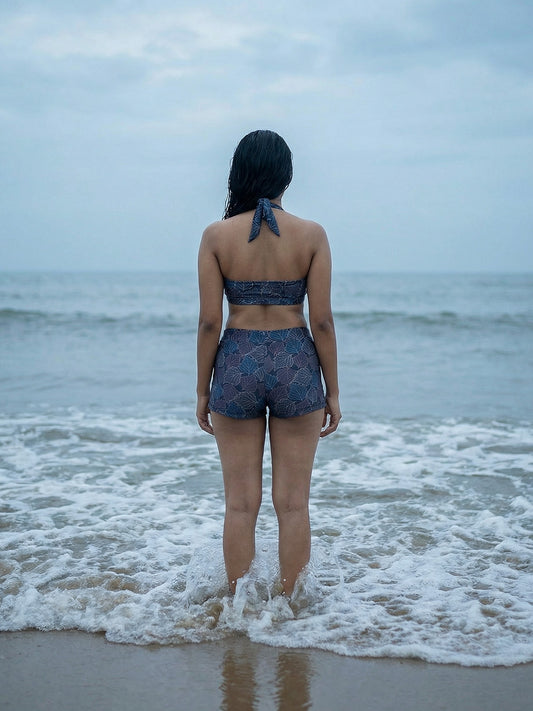 Padded Halter Neck leaf Print Bikini Swimsuit (Set of 2)