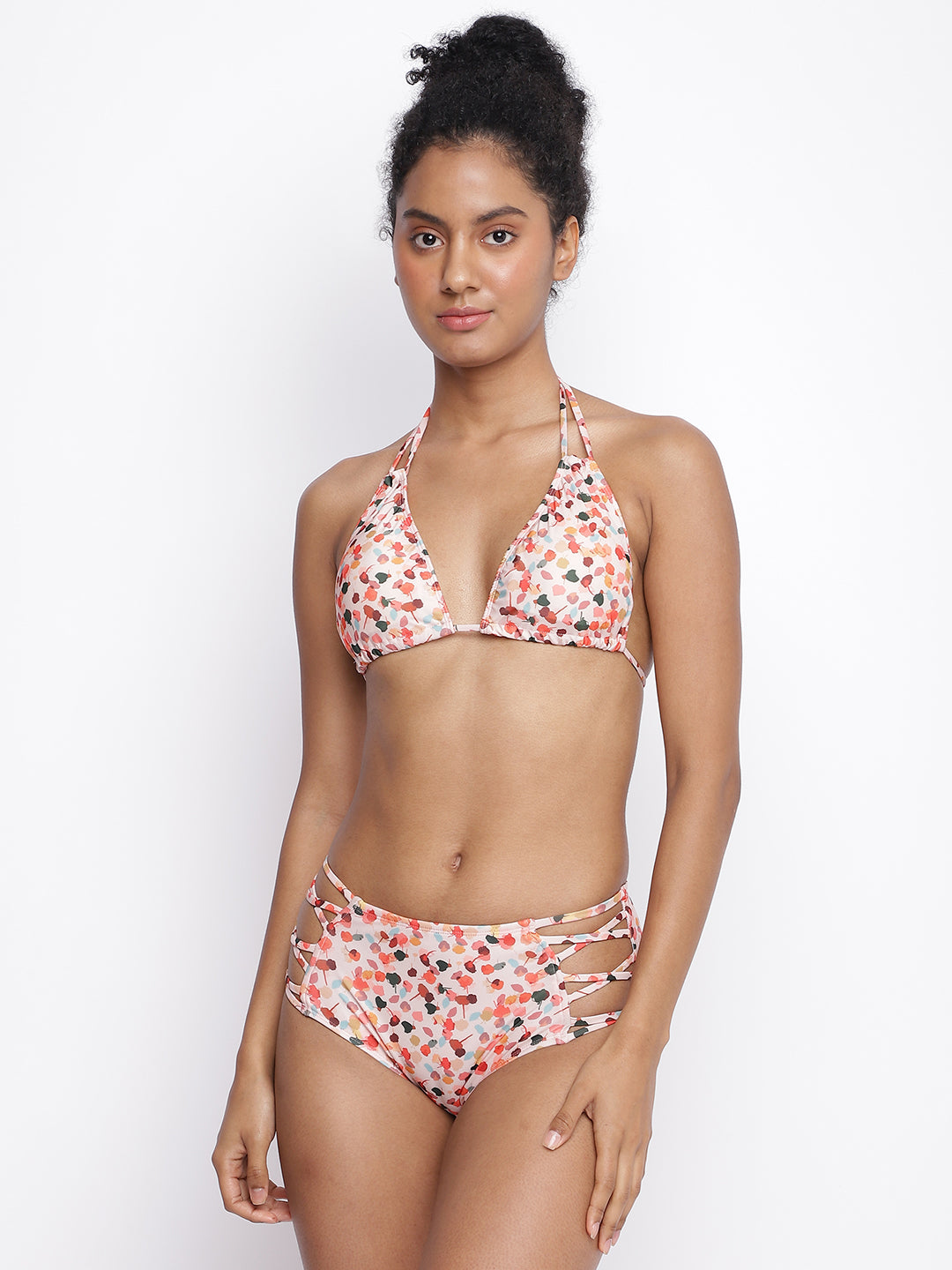 Women's luxury beachwear by La Intimo featuring halter neck bikini sets with bikini briefs, available in a pack of 2, perfect for beach vacations and poolside elegance.