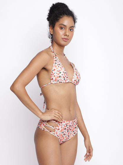 Women's luxury beachwear by La Intimo featuring halter neck bikini sets with bikini briefs, available in a pack of 2, perfect for beach vacations and poolside elegance.