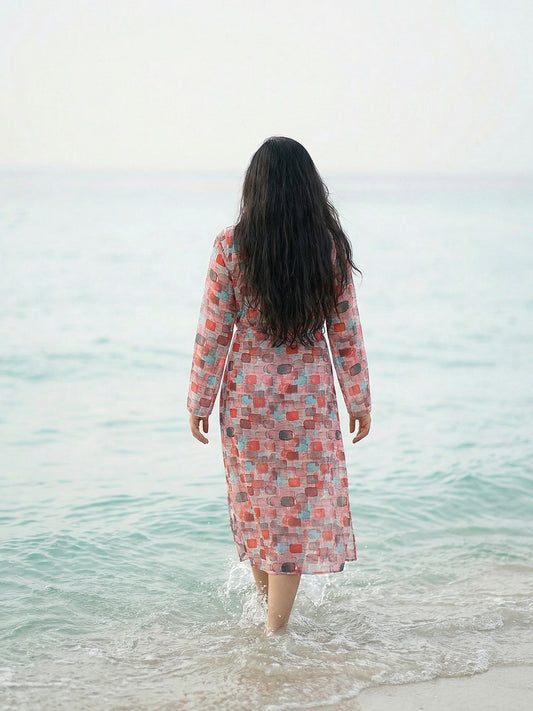 Printed Swim CoverUp Shrug